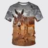New fun retro donkey 3D printed T-shirt cute animal breathable lightweight summer sports top short sleeve