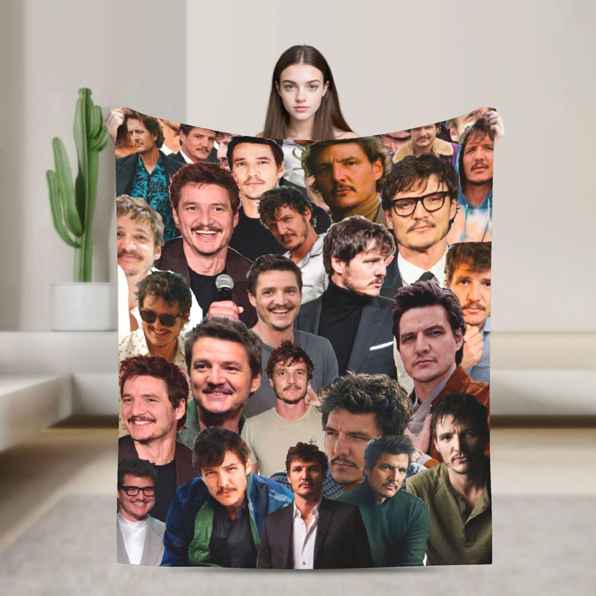 Pedro Pascal Photo Collage Blankets Flannel Printed  Breathable Warm Throw Blanket for Home Office Bedspreads 75X95CM