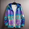 Men Windbreaker Jacket Gradient Colorful Ultra Thin Long Sleeve Elastic Cuff Coat Hooded Sun Protection Jacket Sunscreen Clothing