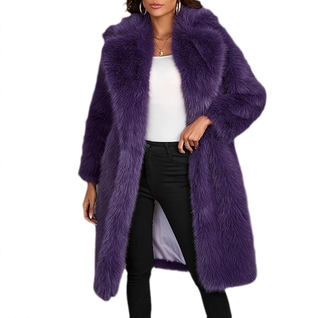 New Fashionable Women's Faux Fur Long Jacket