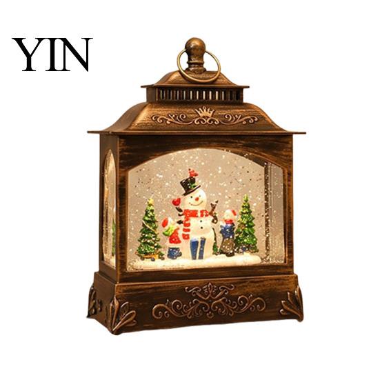Vintage Snow Globes Light Christmas with LED Light, Up Sphere Decoration Lantern Lantern, Battery/USB Powered Swirling Glitter Indoor Decorations