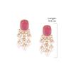 Wine Color Stone Kundan Pearls Layer Yellow Gold Drop Earring For Women