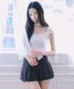Seoulli Hailey Layered Skirt [Charcoal]