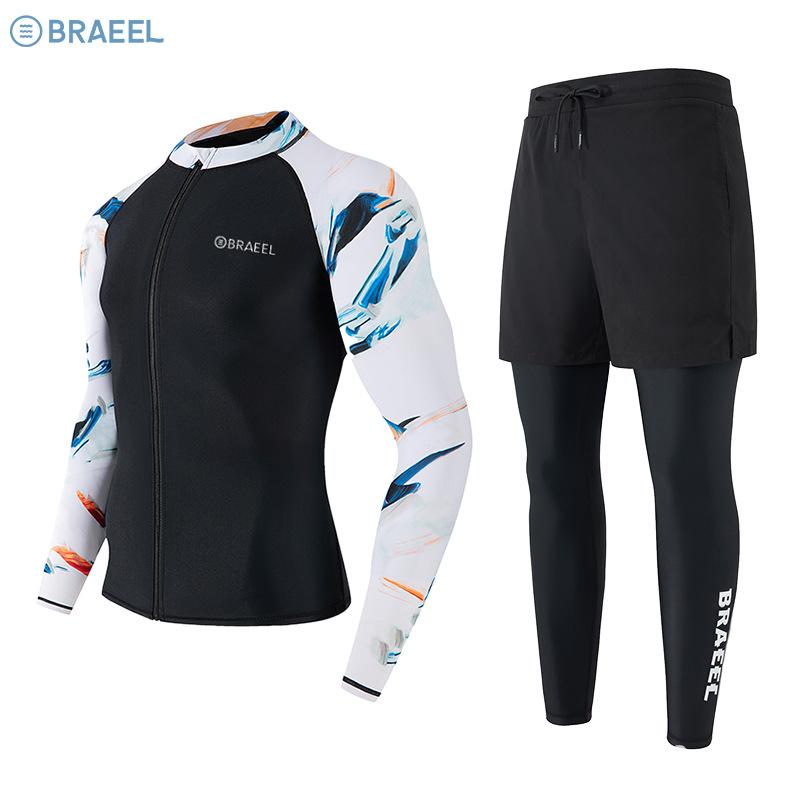 Korea Swimming Suit for Men 2026 New Slim-Fit Zippered UV-Protective Rash Guard Jellyfish Protection Rashguard