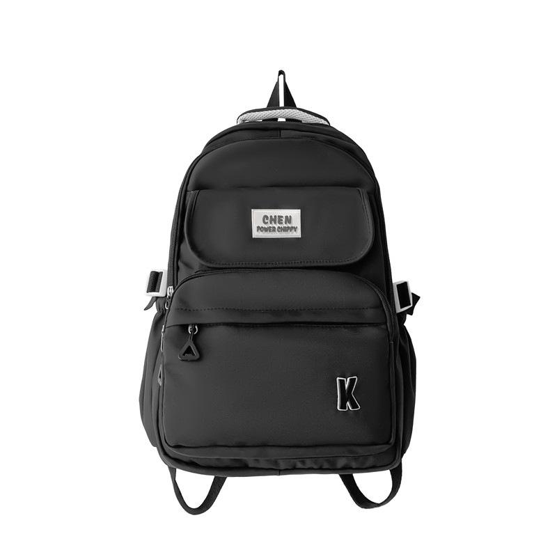 Schoolbag Female Korean Version Large-capacity Backpack High School Student Junior High School Student Bag Campus Solid Color Foreign Style Backpack