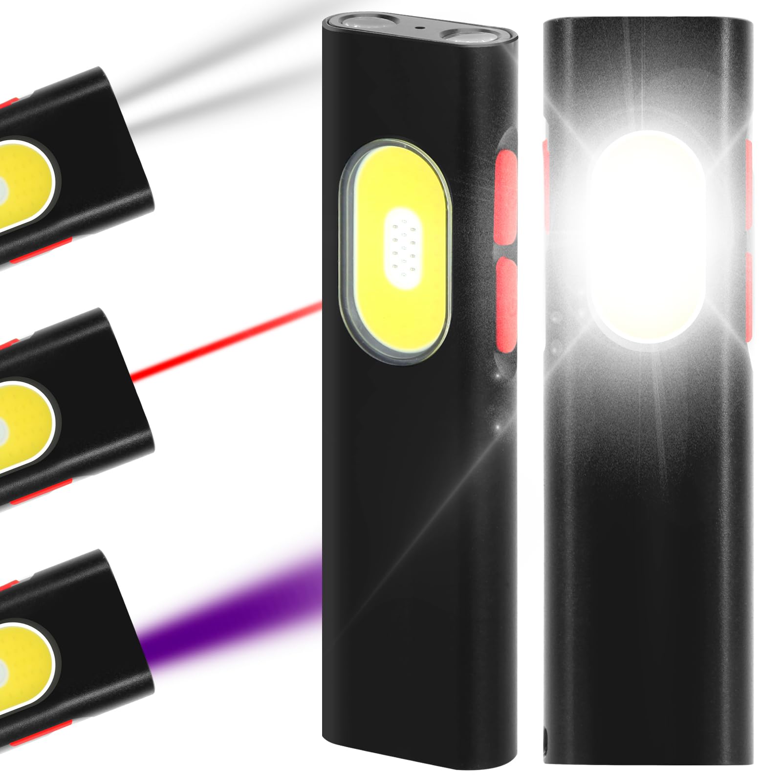 

YANS 1000 Lumens Compact LED Rechargeable Work Laser UV USB Magnet 100m Beam Ideal for Disaster and Outdoor Use High-Brightness Flashlight, Light, чёрный