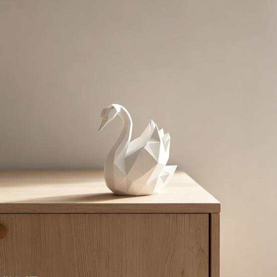 Ornamento da scrivania Design geometrico minimalista Scultura di cigno stampata in 3D Statuetta decorativa versatile Decorazione per stanza