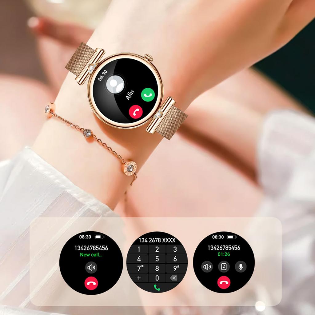 AK73 Damski Smartwatch Monitor Sportowy Wodoodporna Bransoletka z Paskiem z Siatki Stalowej