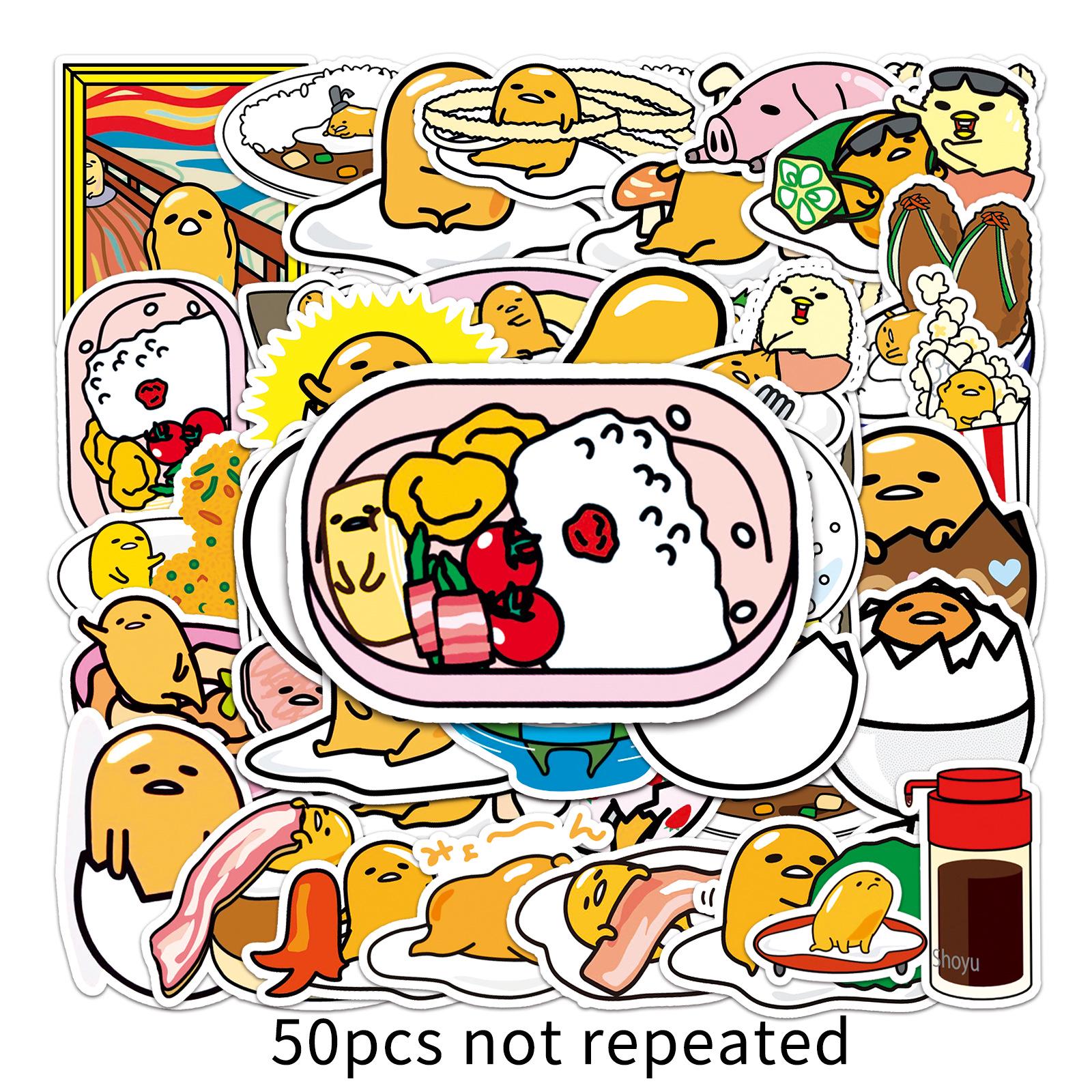 50 Lazy Egg Cartoon Stickers - Waterproof for Laptop, Suitcase, Skateboard, Car