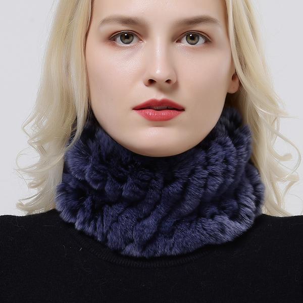 Rabbit Fur Scarf Women Winter Warm Knitted Neck Warmer Fashion Stylish Ring Scarves