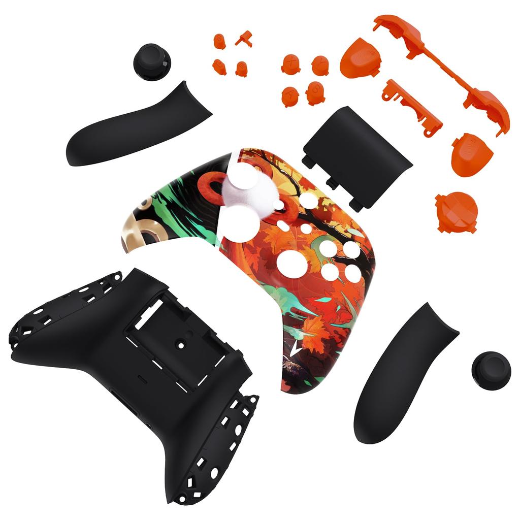 EXtremeRate Komplettes Gehäuse-Tasten-Set für Xbox Series X S Ersatz Seitenschienen-Griff Vorder- Rückplattenabdeckung für Xbox Core Wireless Controller Nicht Leaf &