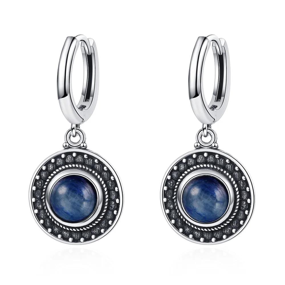 Neue Elegante Natürliche Kyanit Silber Tropfenohrringe für Damen Vintage Hochzeit Verlobung Creolen Ohrringe Geschenke