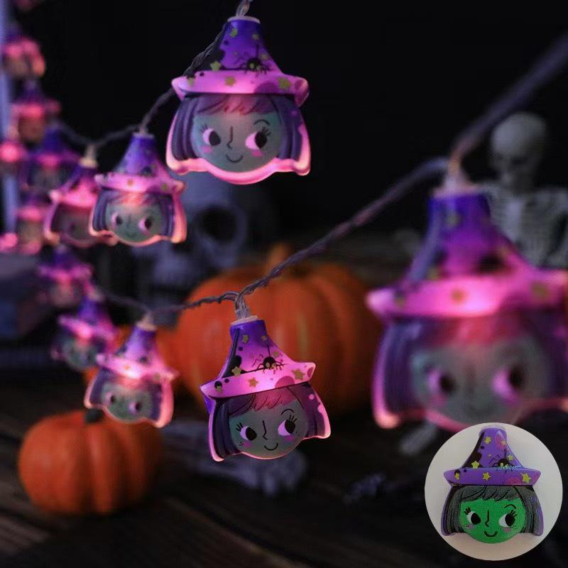 Halloween LED String Lights: Pumpkin, Bat, Devil, & Colorful Prints for Festive Decor