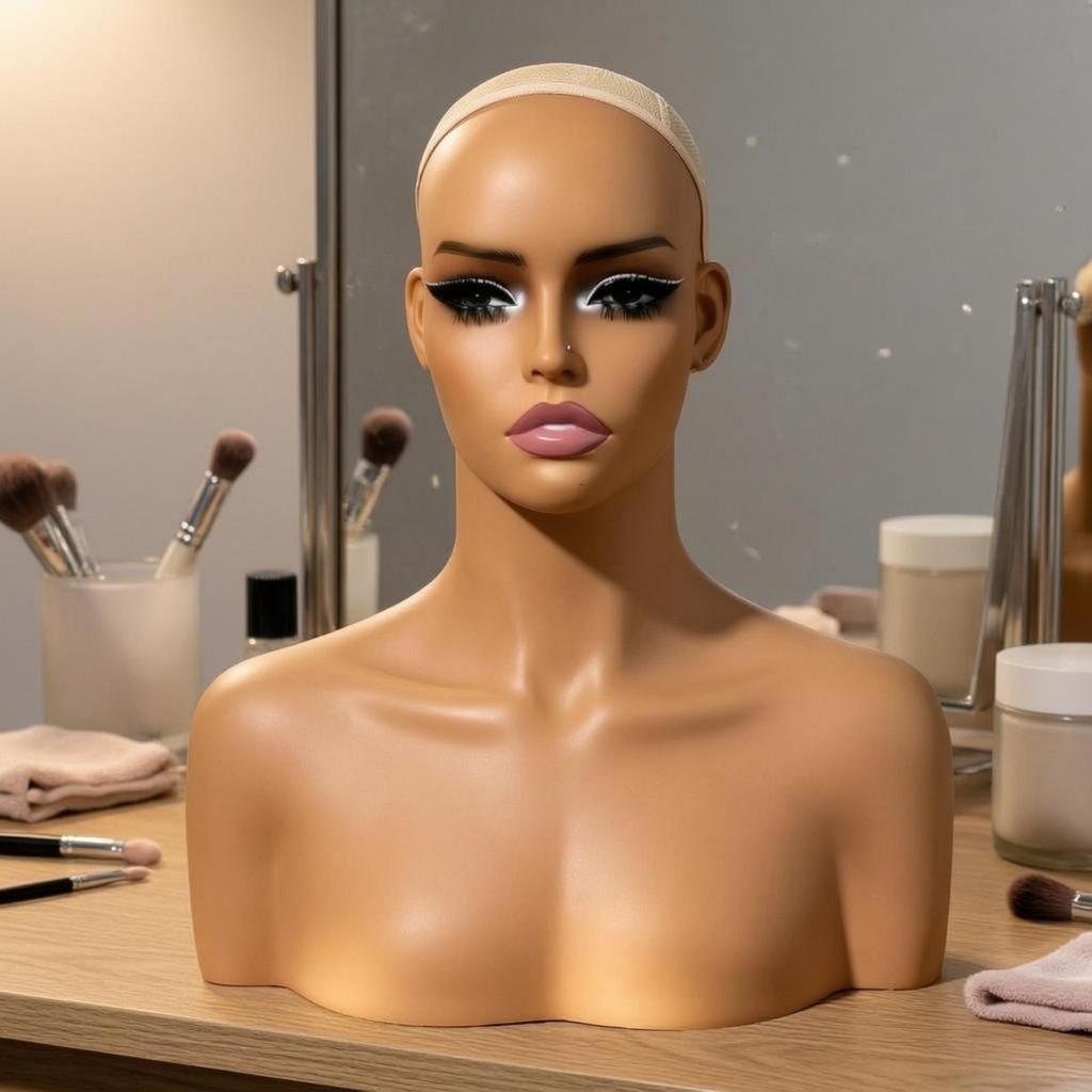 Mannequin Head with Shoulders Toned Hairpiece display Bust Smooth
