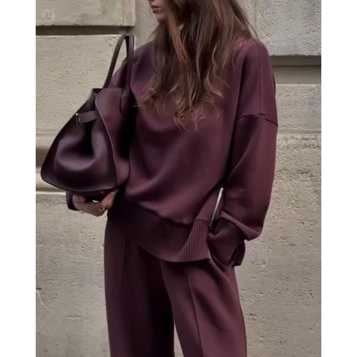 

Spring New Solid Color Crew Neck Loose Casual Sweatshirt Set In Stock, Crossborder Hot Selling Item for Dropshipping Independent Station Amazon S темно-красного
