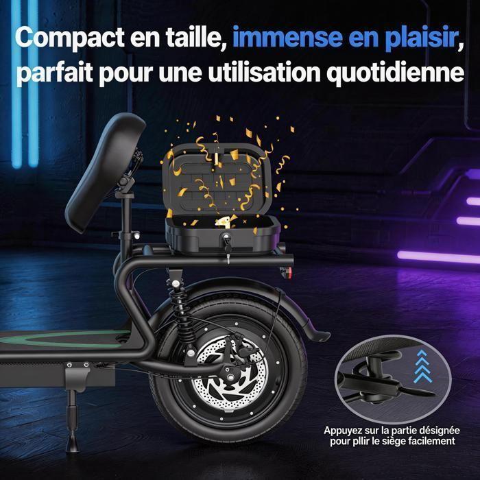 Elektroroller mit Sitz - 500W Motor - Maximale Reichweite 64km - Geschwindigkeit 35 km/h - 20,8 Ah - Zwei 14"-Räder