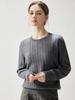 Women's 2026 Autumn Cashmere Sweater - Elegant, Round Neck, Wide Rib, Slimming, Warm.