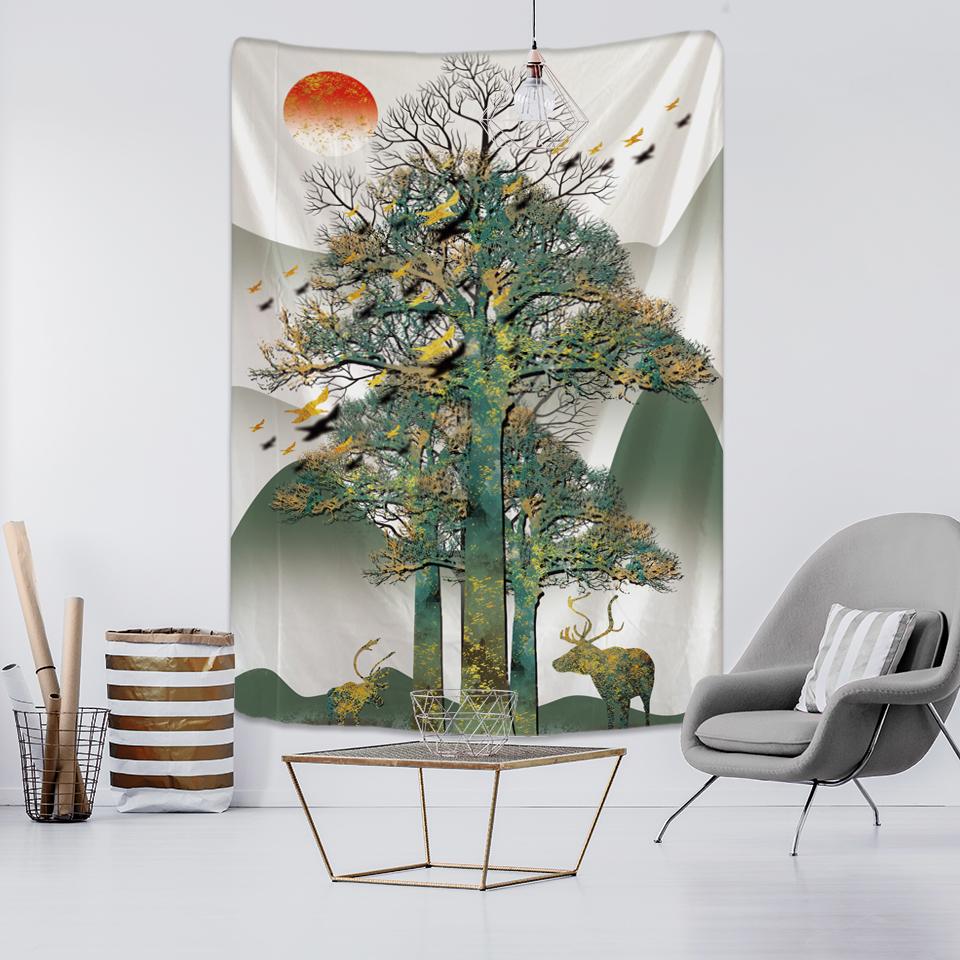 Japanese Illustration Tapestry Wall Hanging Colorful Bohemian Small Fresh Ins Wind Mattress Living Room Home Decoration