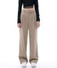 MALOUPE 2114 Single-Pleat Wide Pants (Beige)