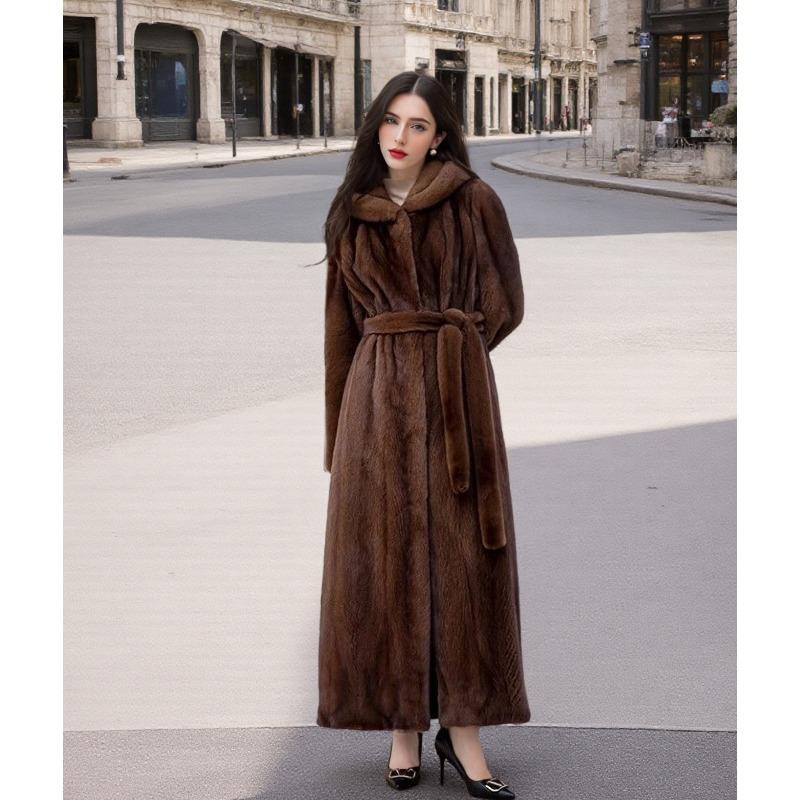 Winter extended imitation fur coat women`s