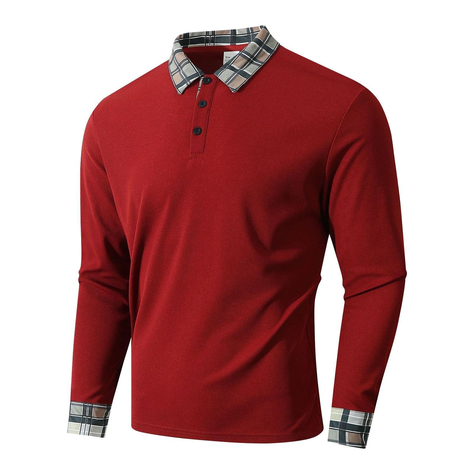 

Мужская весенняя однотонная рубашка с длинным рукавом и лацканами, мужская повседневная модная рубашка XL красный
