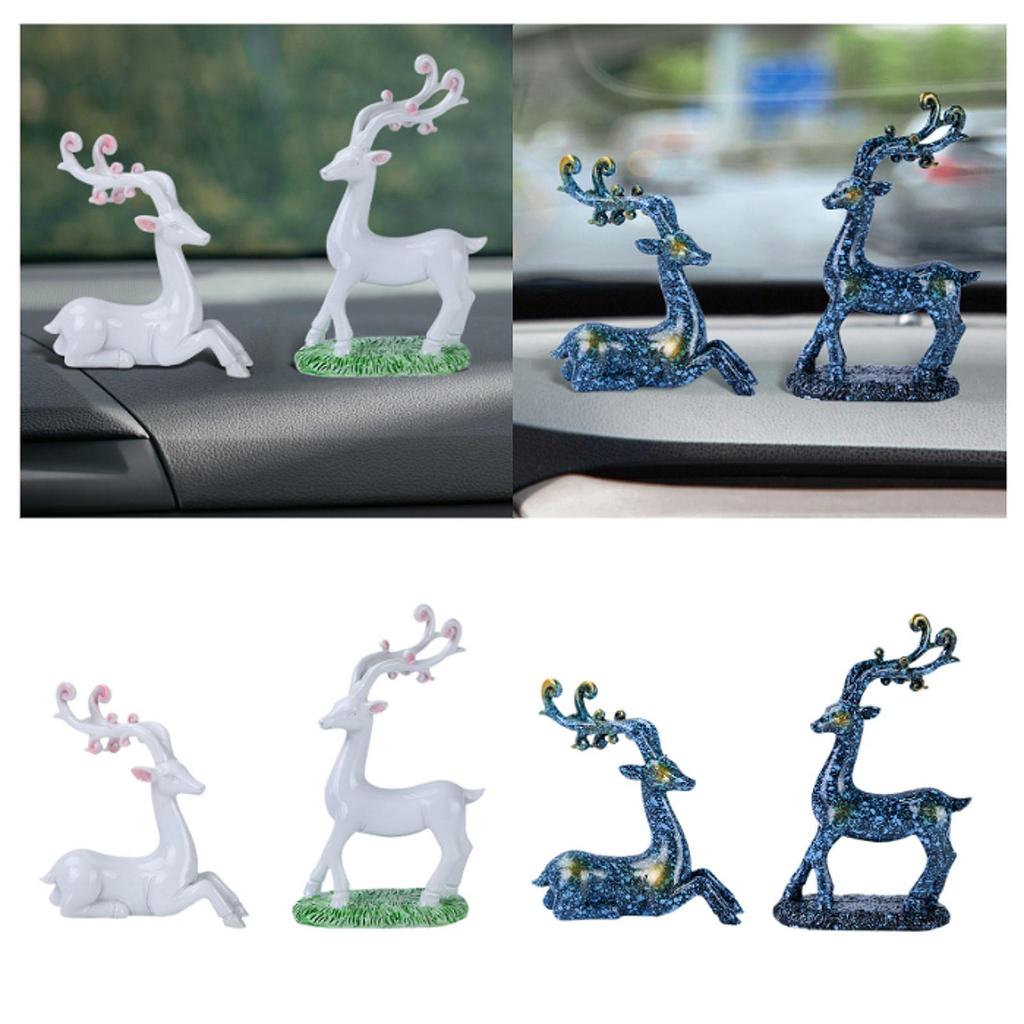 Figurine Car Dashboard Decor Reindeer Statue Resin Car Interior Accessory Christmas