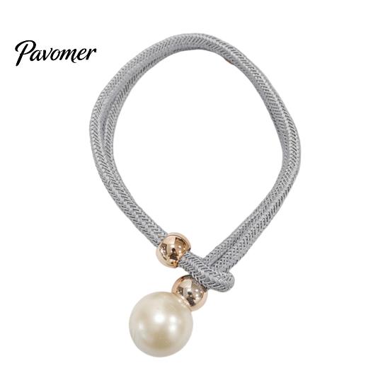 Faux Pearl Curtain Tieback 1Pc Tieback, Woven Rope Adjustable Holder, Stylish No Drill Tiebacks Bead End Draperies Holder for Living Room Bedroom