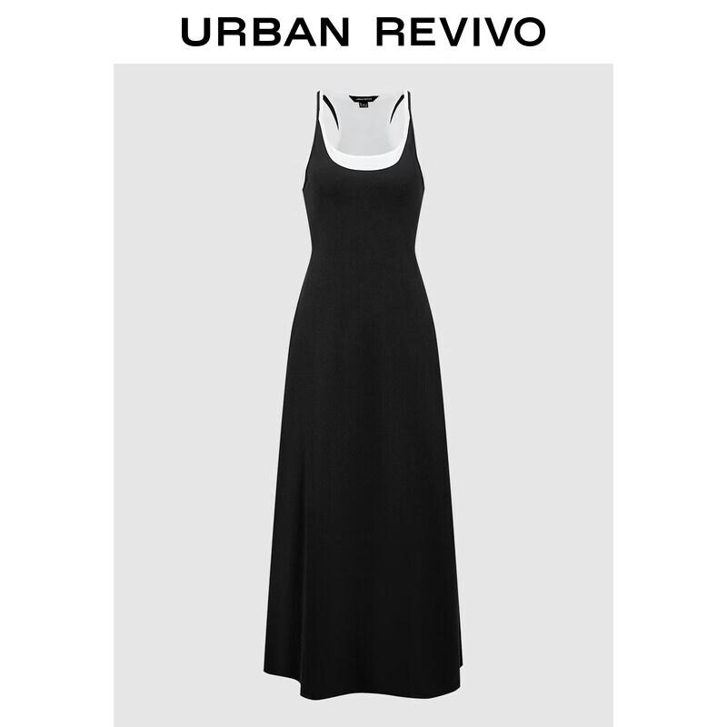 Women s UR2026 Color Block Faux Two-Piece Slim Dress M