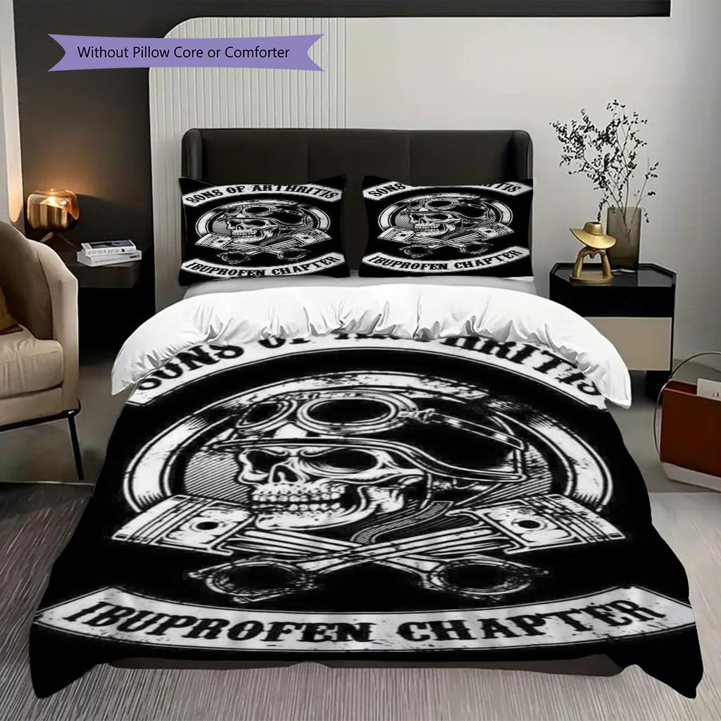 Custom Motorcycles Built Not Bought Bedding (1 * duvet cover + 2 * pillowcase, without core) 2D Flat Soft and comfortable Duvet cover and pillowcase