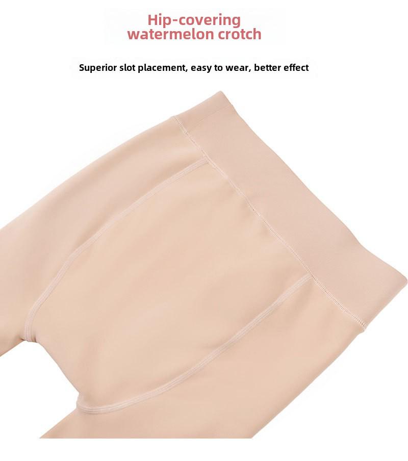 Enhanced Bare Leg Look Thick Nylon One-Piece Pantyhose with Stepping Socks for Fall & Winter (Plus Size)