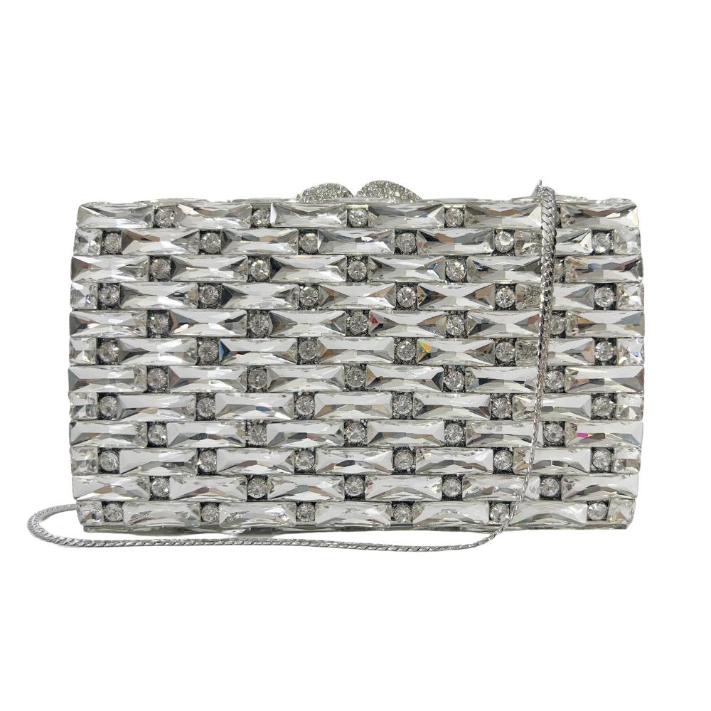 

Glass Bags Evening Wedding Purses Formal Silver Luxury Women Crystal Bridal Party Purse Lady Party Handbags Prom Dinner Clutch 18cmX10cmX6cm