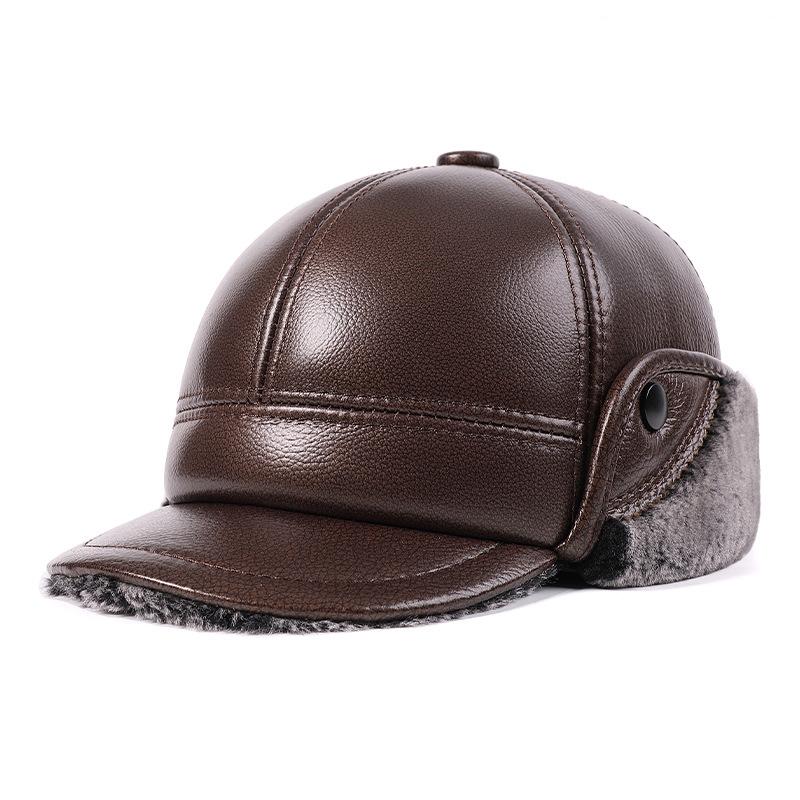 

Чоловічі зимові шапки-бомбери Шапки з натуральної натуральної шкіри для чоловіків Gorras Теплі шапки-вушанки Шапка з натуральної шкіри проти застуди XL