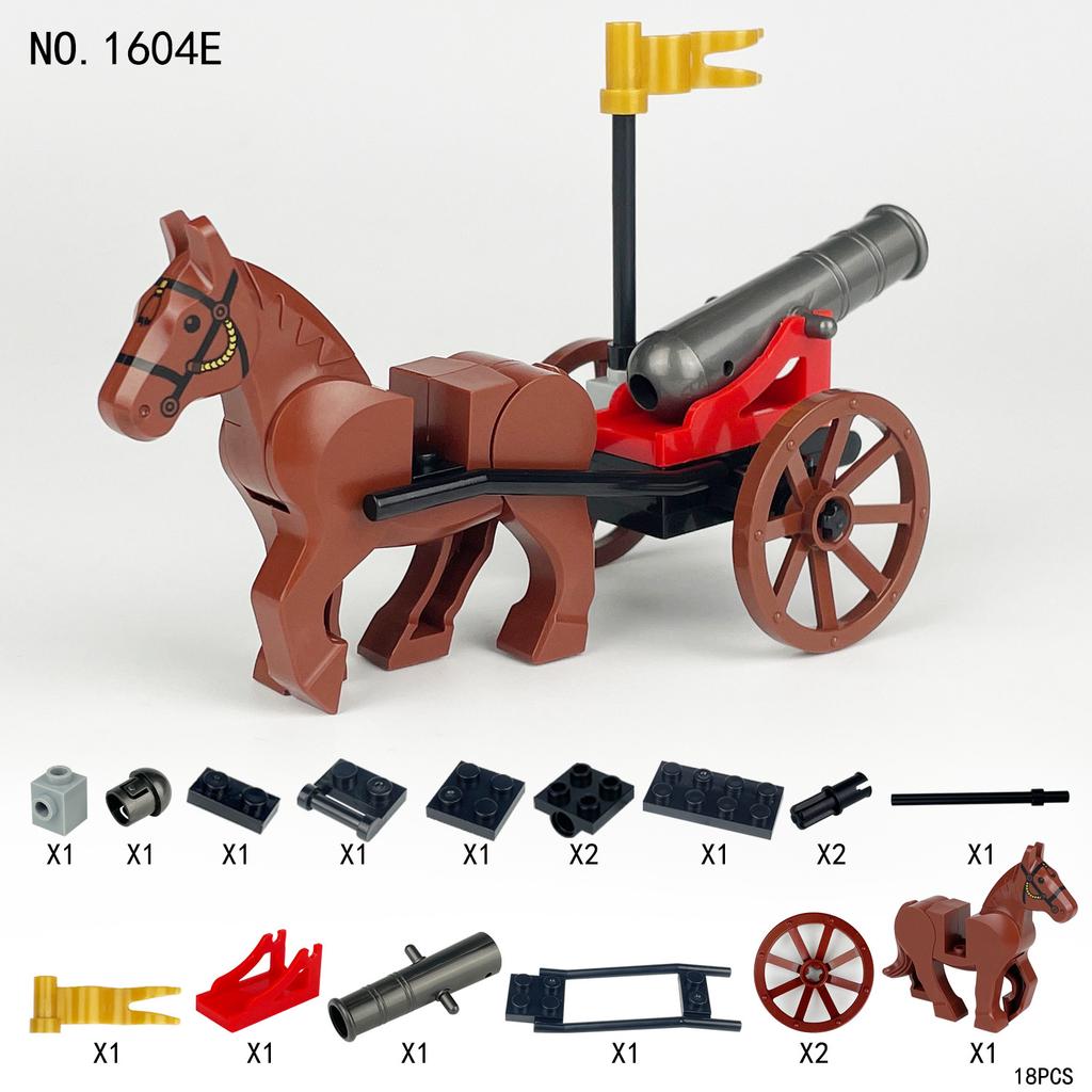Jinzhi Royal Carriage, Horse Robe, Gun Barrel, Prisoner Cart Series, Small Particle Assembled Model Building Block Toy