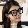 Vintage Black Thick Frame Glasses for Woman Man Spectacles Unisex Fashion Oversized Transparent Lenses Daily Wear Eyewear