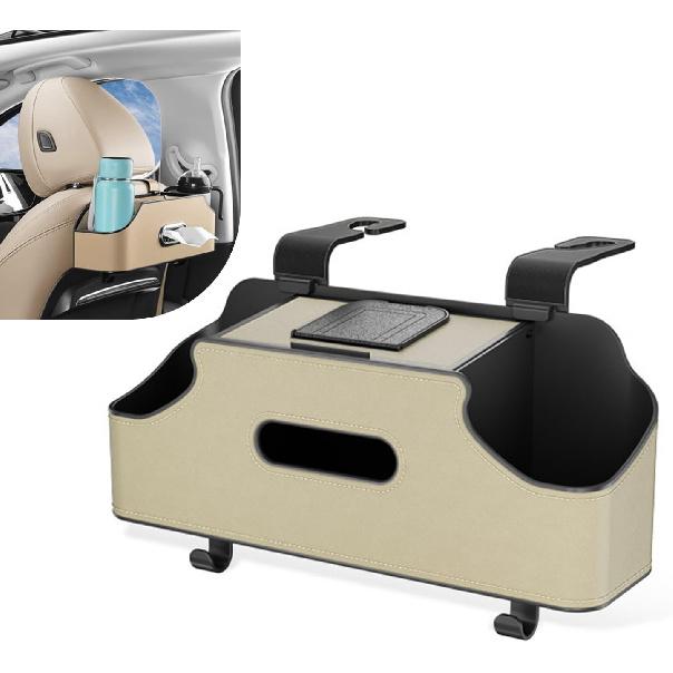 Car Back Seat Storage Box, Leather Car Seat Back Multifunctional Organizer, Detachable Partition Design Backseat Storage Box for Cars, Great Fit for