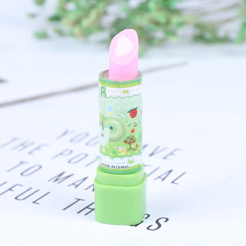 1Pc Child Lipstick Shaped Eraser Student Stationery Xmas Gift Pencil Erasers