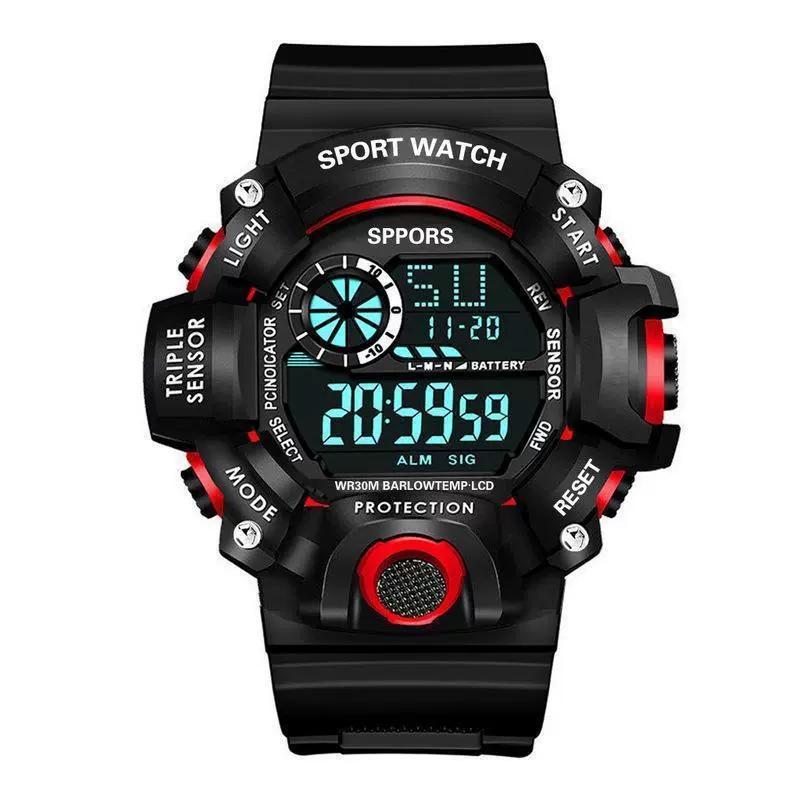 Fashion Men's Watch Sports Electronic Wristwatch Large Dial Multifunctional Waterproof Luminous Alarm Kids Male's Military Watch