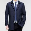 Men's Windbreaker Mid-length Jacket Spring and Autumn Business Casual Middle-aged Men's Anti-wrinkle Simple Suit Collar Thin Jacket