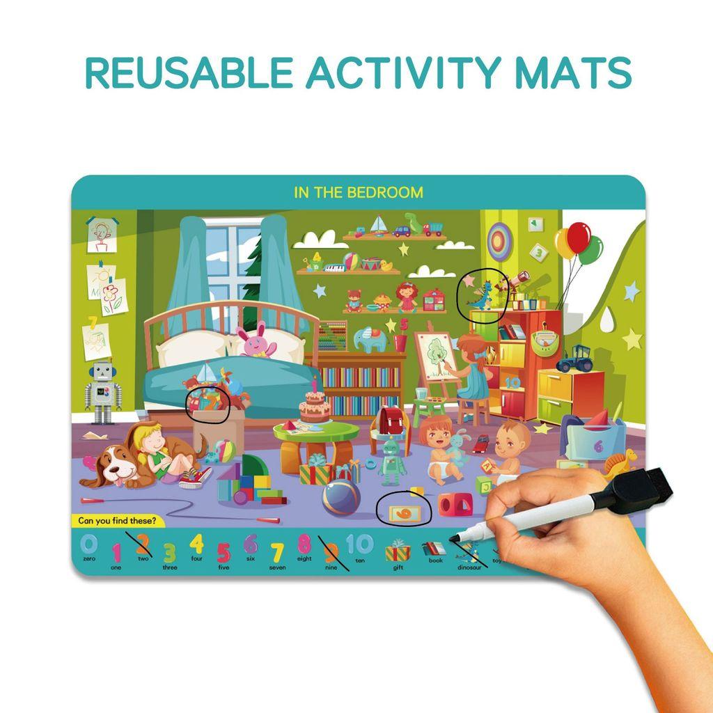 Search And Find Preschool Learning Activity Mat With Reusable Flashcards For Early Education