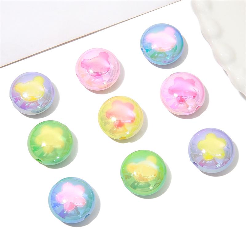 Akrylové pokovené barevné makaróny Vícebarevné krémové korálky s medvídky pro DIY Náhrdelník Náramek Náušnice Výroba šperků