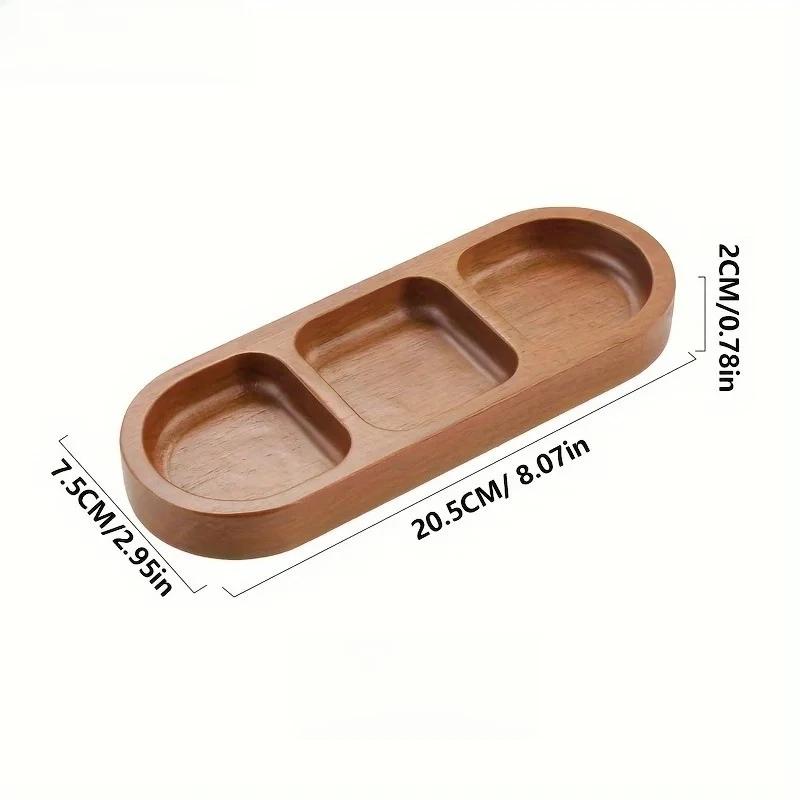 2/3 Grid Wooden Seasoning Dish Rectangle Tray Condiment Plate Breakfast Food Sushi Bread Dessert Sauce Plate Kitchen Dinner Dish