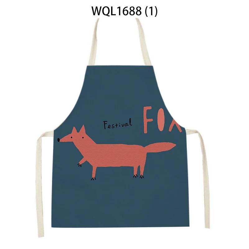 Süßes Fuchs-Muster Leinen Kochschürzen Frau Mann Reinigungs-Küchenschürzen Backzubehör Haushalts-Schürze Reinigungszubehör