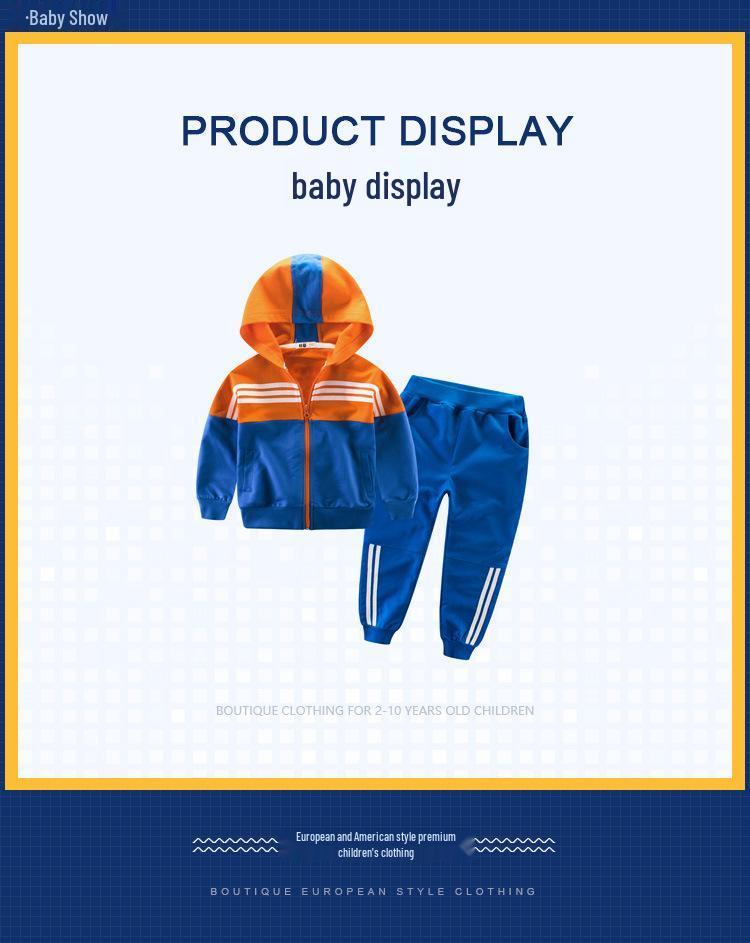 2024 Spring/Autumn Korean-Style Color Block Tracksuit for Boys - Medium/Large Two-Piece Jacket Set