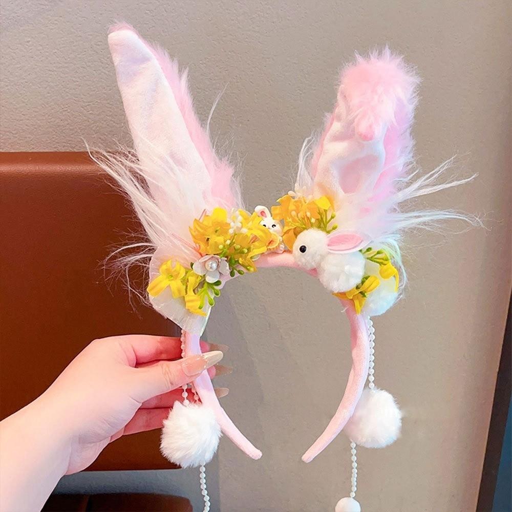 Tassel Mid-Autumn Festival Headband Flower Rabbit Ear Hair Ornament Cute Rabbit Hair Band Ladies