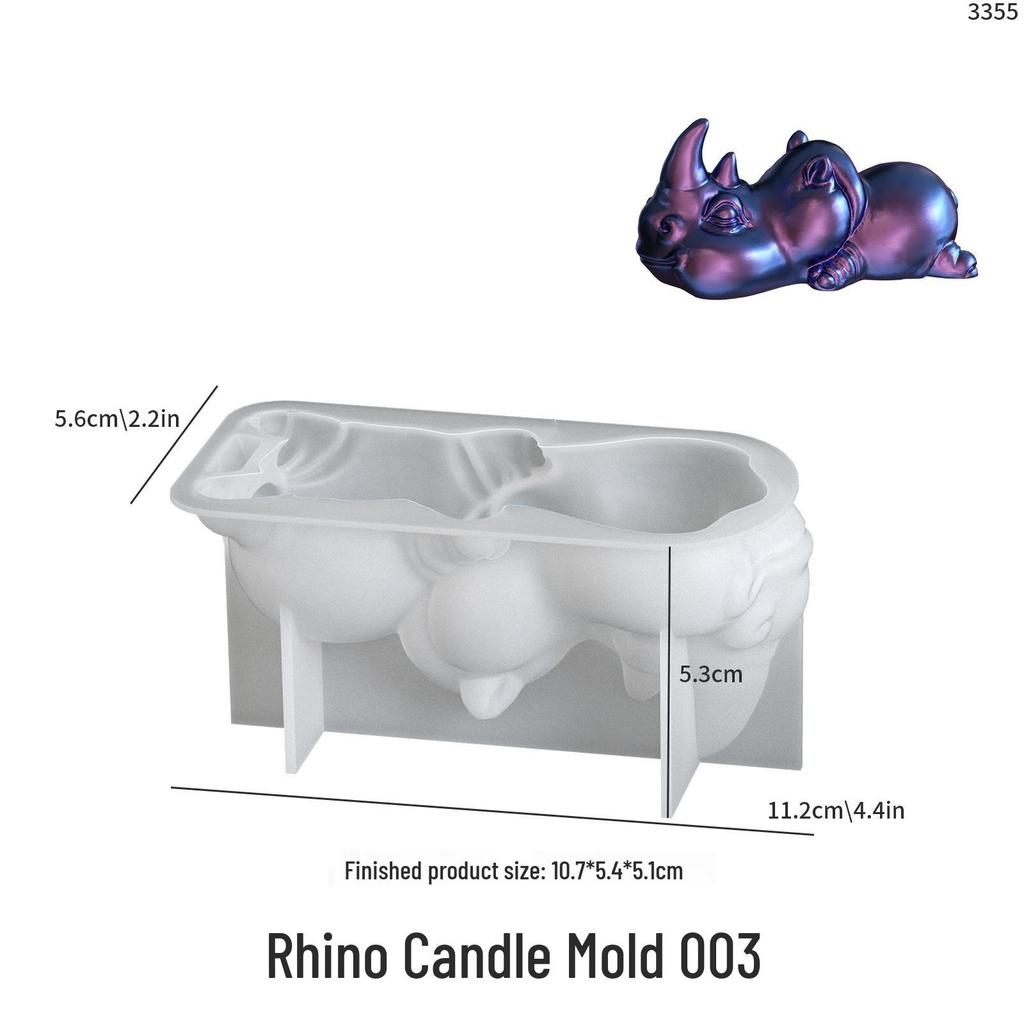 Poppy Crystal Epoxy Mold: Crocodile & Rhinoceros Figurines for DIY Scented Candles