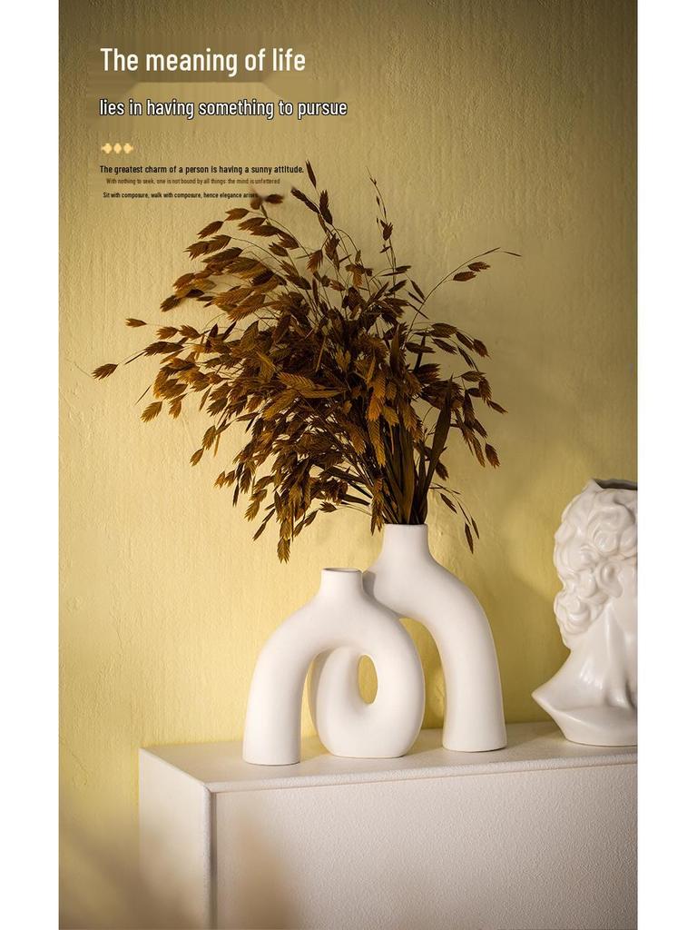 Nordic Style White Ceramic Vase for Elegant Living Room Flower Arrangements