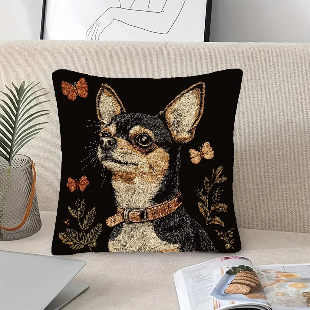 1Pc Chihuahua Cushion Covers Cozy Bedroom Sofa Square Pillowcase Living Room Chair Pillow Covers Indoor Home Decor Gift