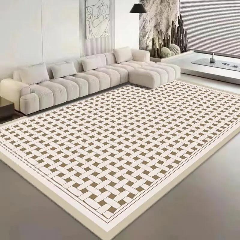 Modern Classic Lattice Carpet Home Decoration Living Room Large Area Bedroom Carpet Non-slip Fluffy Soft Rugs Washroom Floor Mat