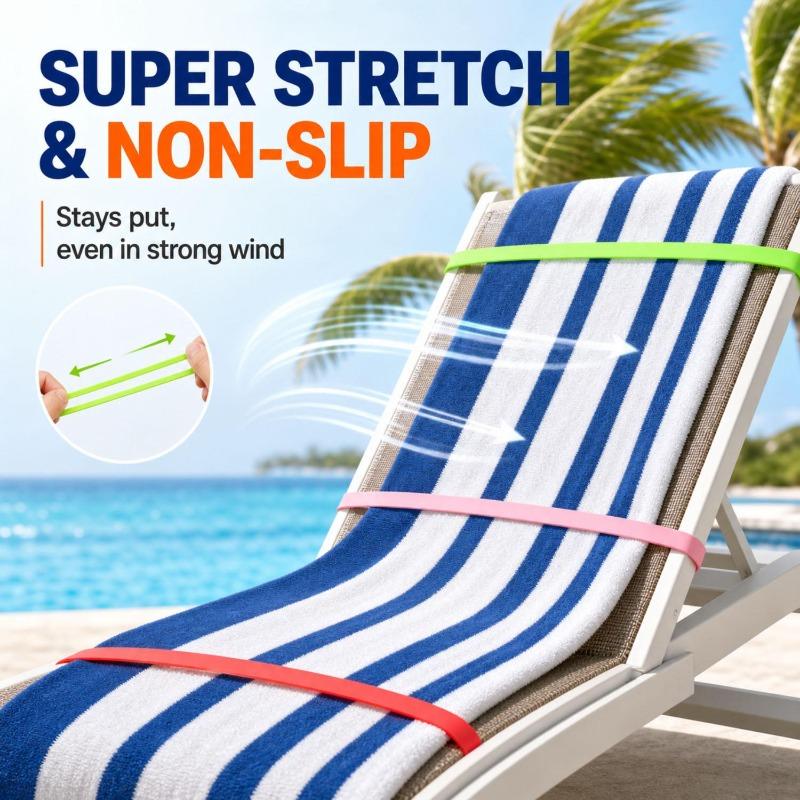 Silicone Towel Bands Beach Chairs Multicolor Elastic Towel Clips Windproof Rubber Bands Multipurpose Clothing Organizer Tools