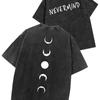 Unisex Retro Washed T-shirt: Loose Street Style with Starry Sky, Sun, and Moon Patterns